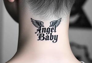 angel baby font with background tattoo idea
