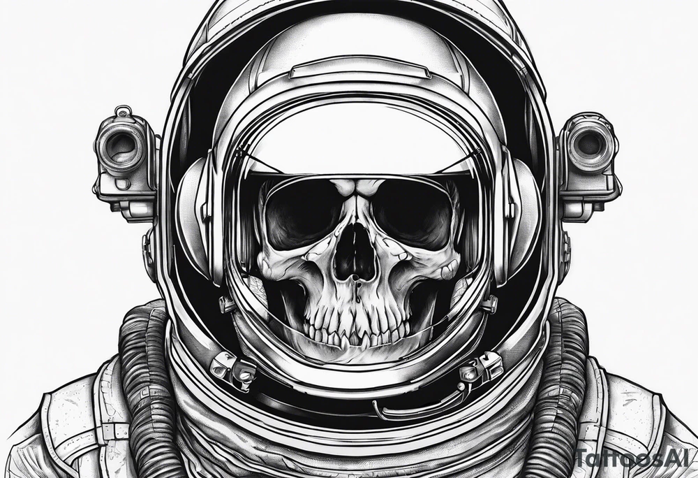 Skull in an astronaut helmet tattoo idea