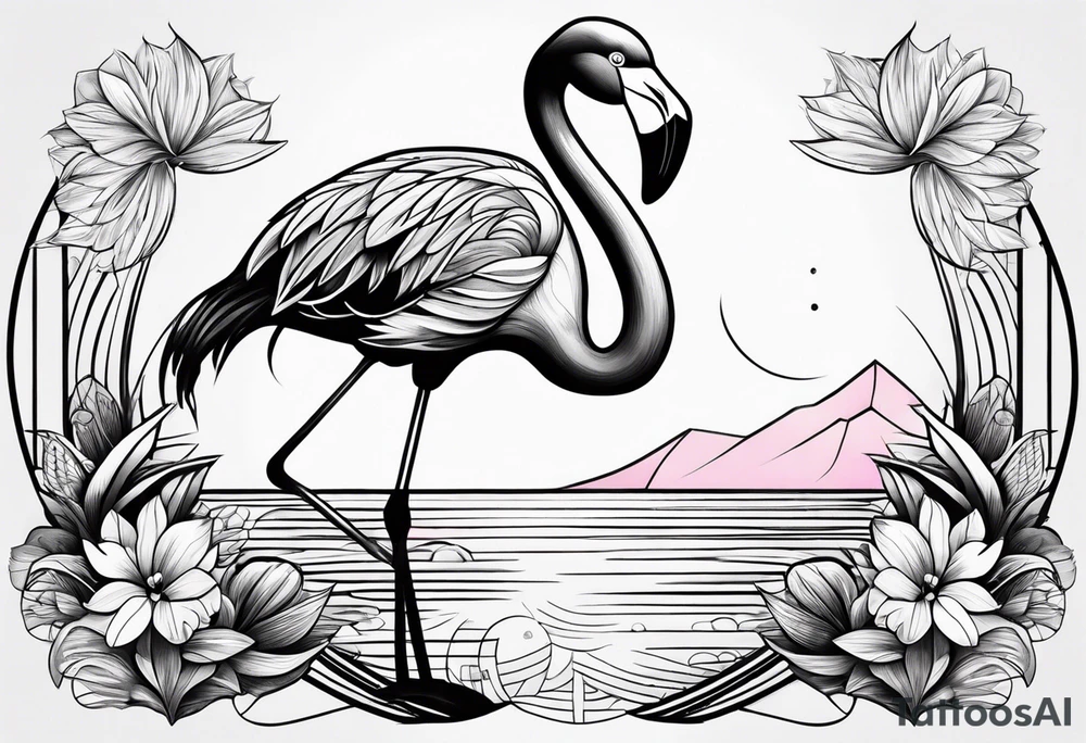 cute flamingo tattoo idea