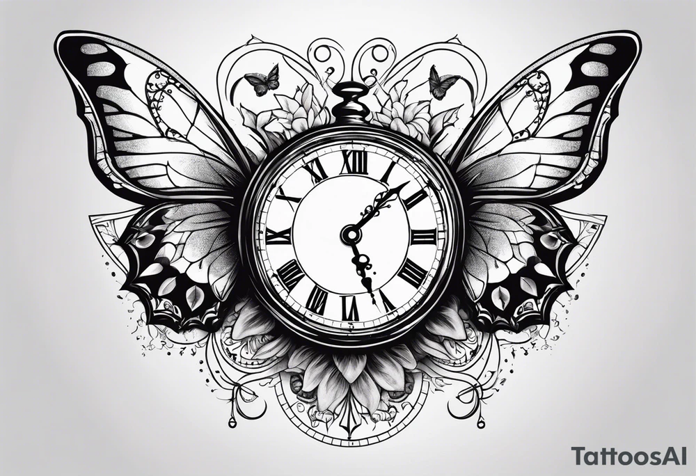 Half butterfly, half clock, with a cardinal tattoo idea