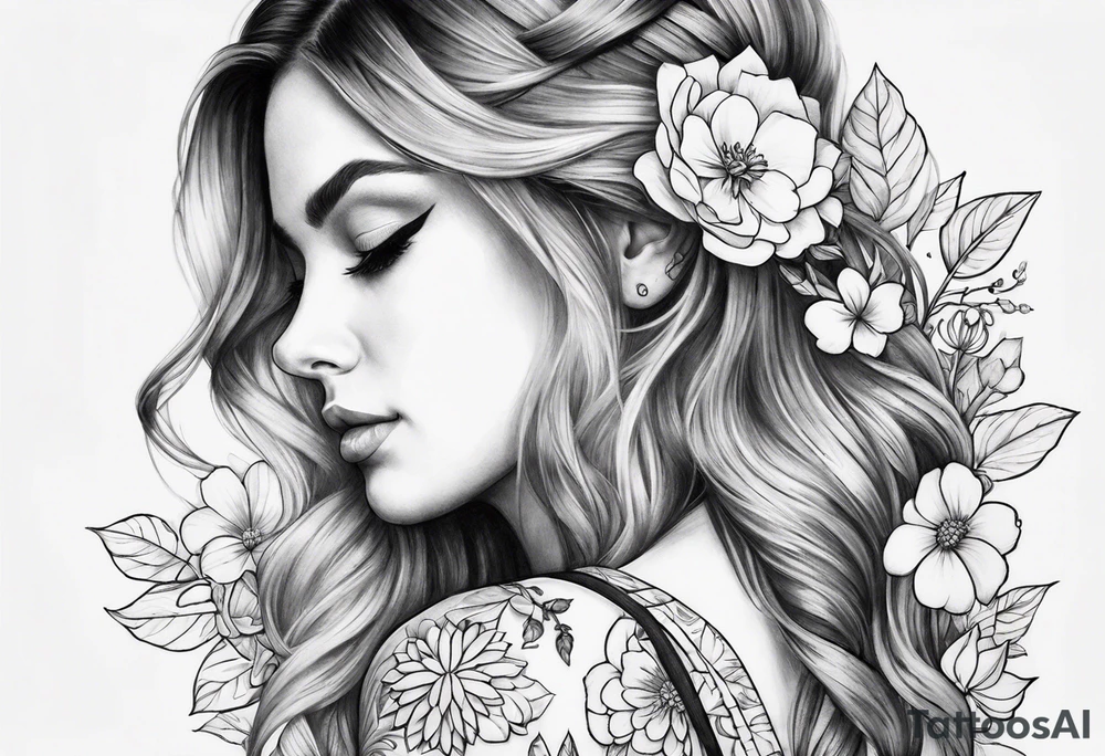 Tiny florals on shoulders tattoo idea