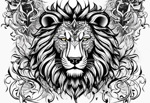 Face of a 1 Eagle, 1 wolf, and 1 Lion tattoo idea