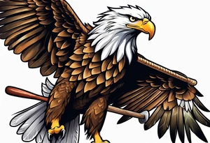 eagle flying holding an oar tattoo idea