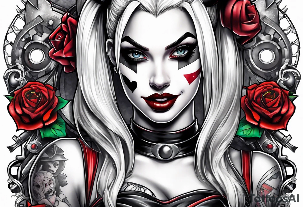 Pinup Harley Quinn tattoo idea