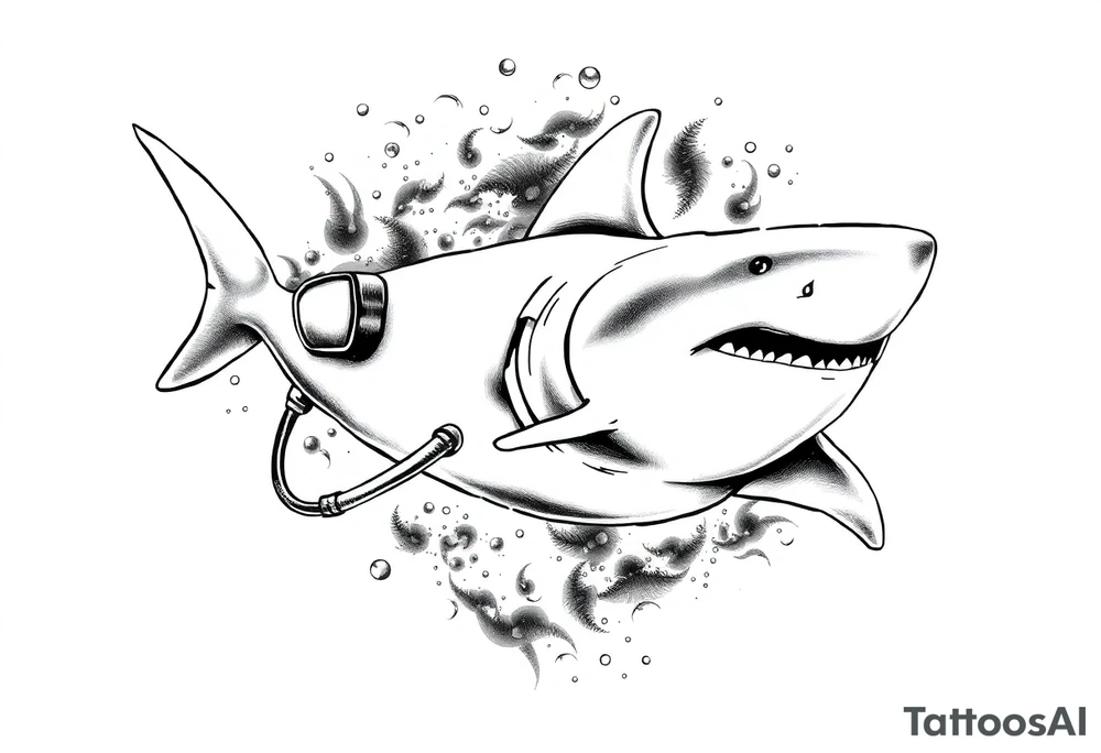 shark scuba diving tattoo idea