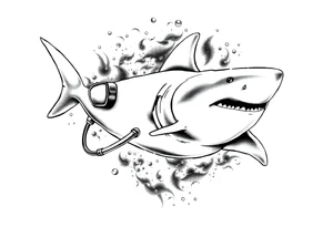 shark scuba diving tattoo idea