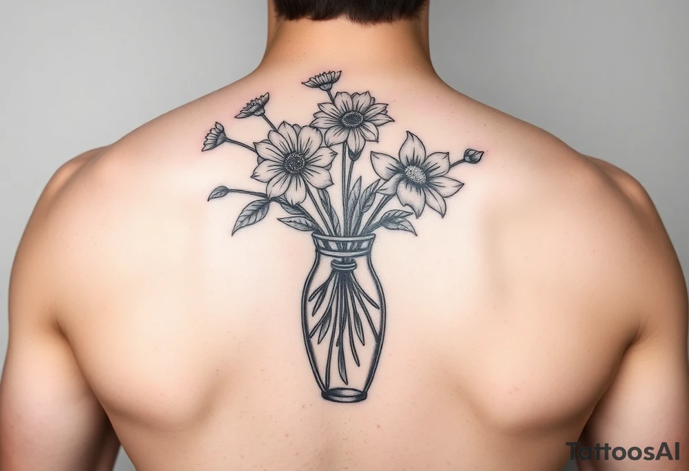 Vase but in the vase are flowers tattoo idea