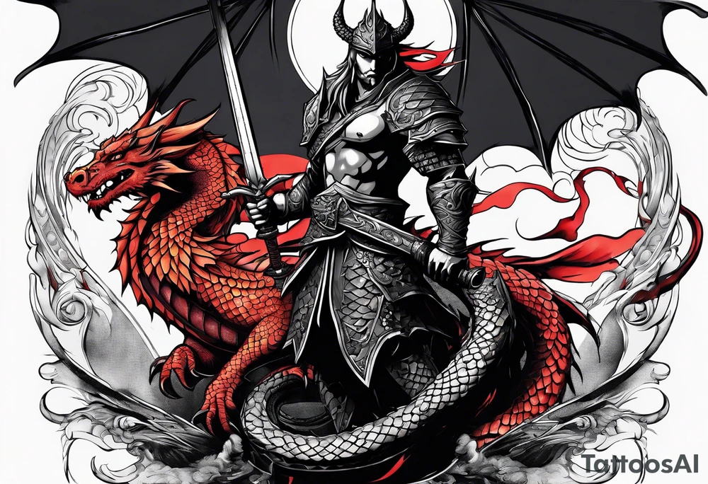 show me a tattoo design where there is a sword and a dragon wrapped around it tattoo idea