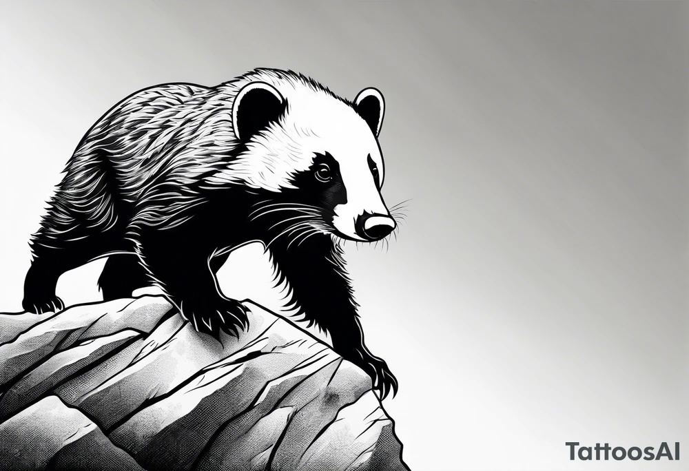 honey badger climbing up steep wall tattoo idea