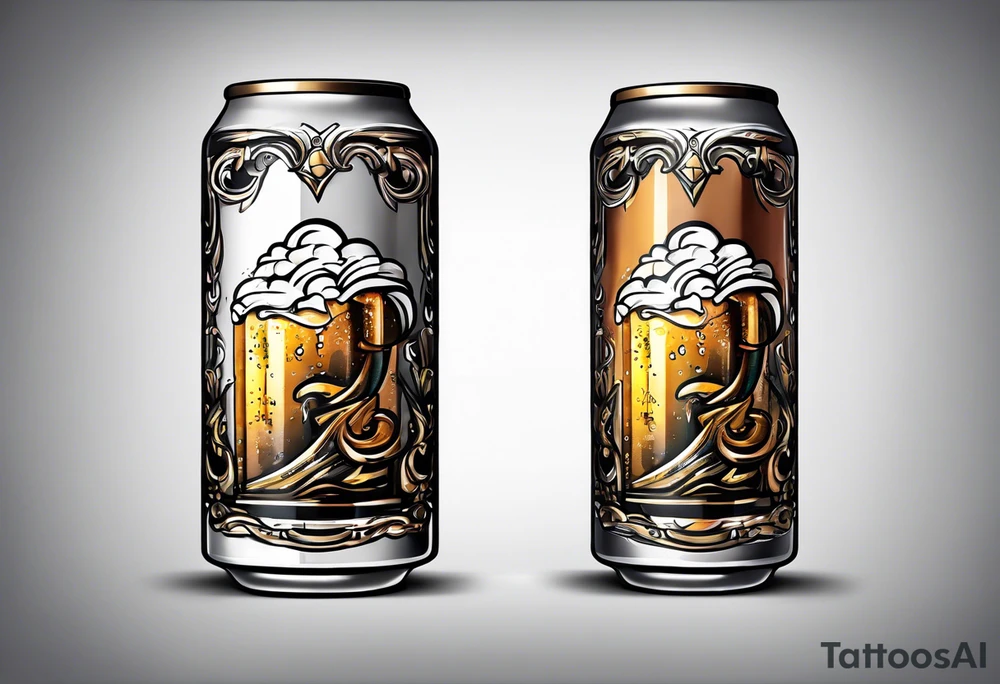 A bottle of beer with a sad face tattoo idea