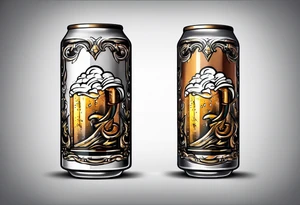 A bottle of beer with a sad face tattoo idea