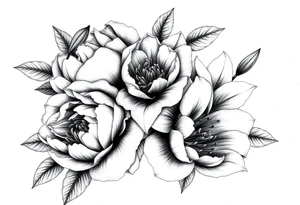 peonies and lilies with medusa tattoo idea