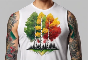 birch tree
with yellow, green and red colours tattoo idea