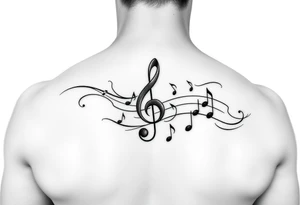 Music staff with treble clef and music notes tattoo idea