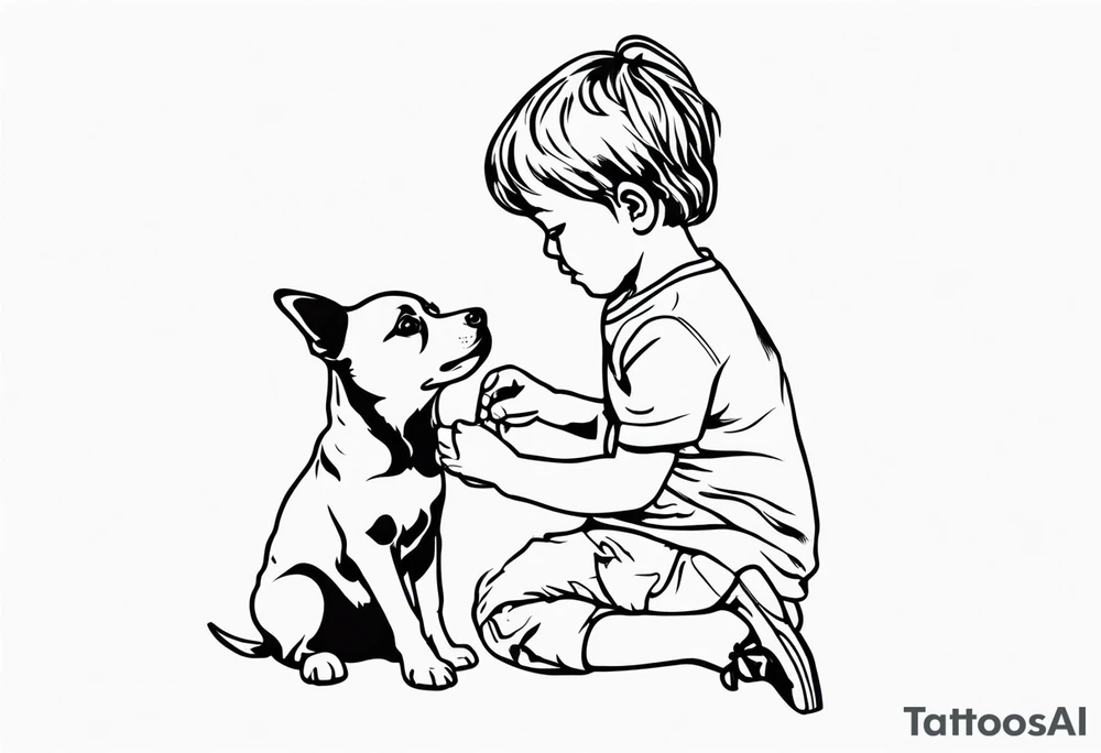child playing with puppy tattoo idea