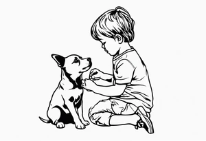 child playing with puppy tattoo idea