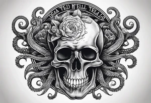Skull with tentacles and text that says dead men tell no tales tattoo idea