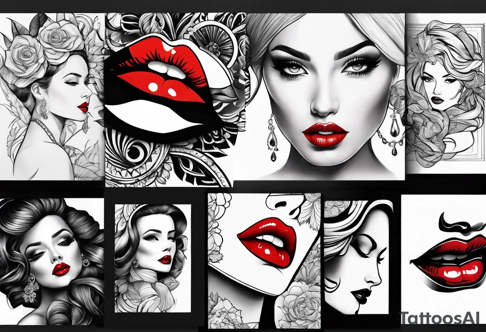 Red lips tattoo idea