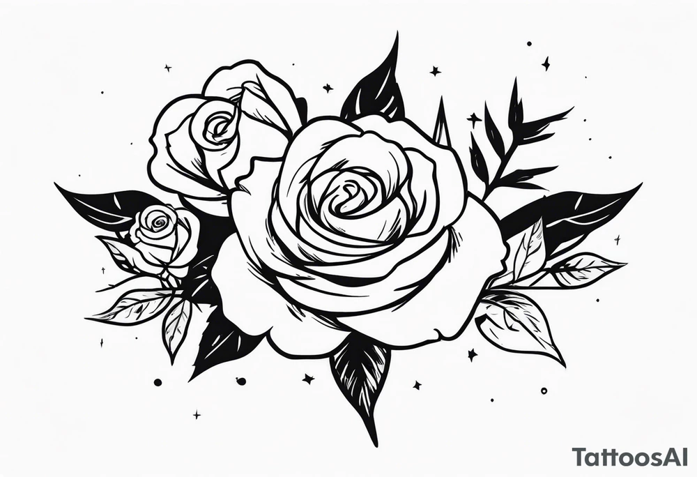 Lightning bolt and roses tattoo idea