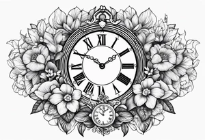 Rainbow baby, flowers, clock tattoo idea