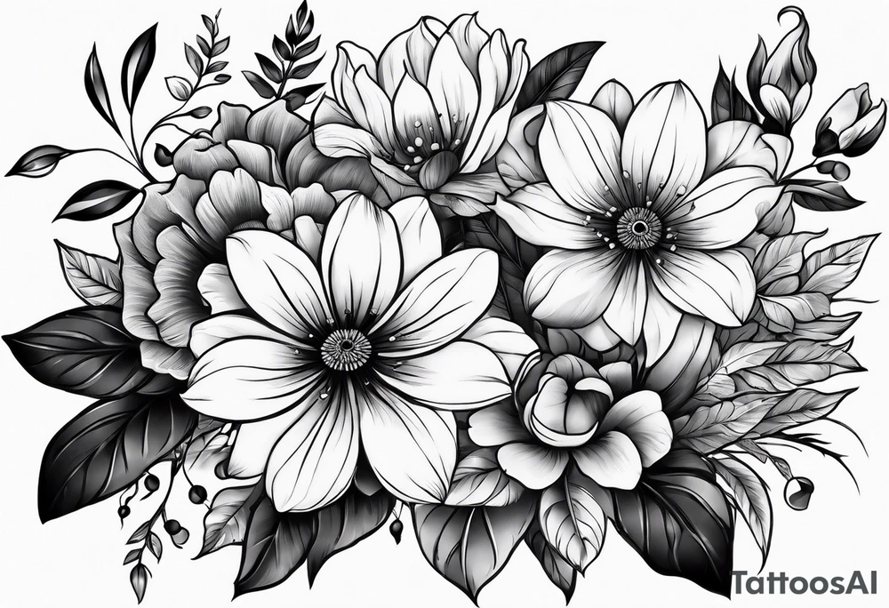Black flowers tattoo idea