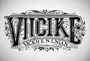 Dark bold lettering using the name Vickie in the Cherokee Indian syllabus tattoo idea