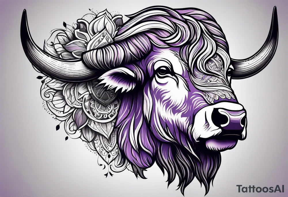 purple buffalo tattoo idea