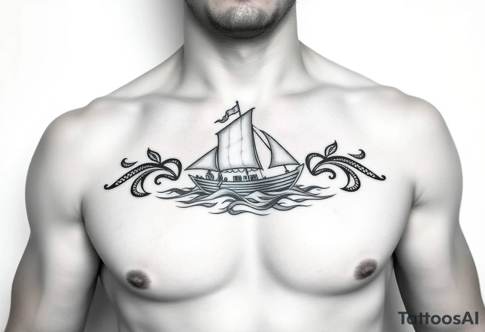 Polynesian tribal island boat tattoo tattoo idea