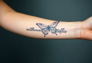 ethereal butterfly with flowing silk ribbons in moonlight tattoo idea