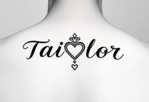 The name Taiylor spelled vertical with the O as a diamond ring with hearts behind the ear tattoo tattoo idea