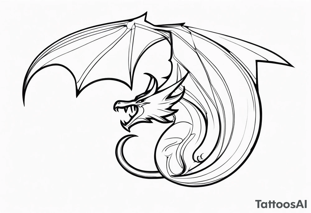 Silhouette modernist minimal soft wyvern tattoo idea