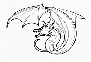 Silhouette modernist minimal soft wyvern tattoo idea