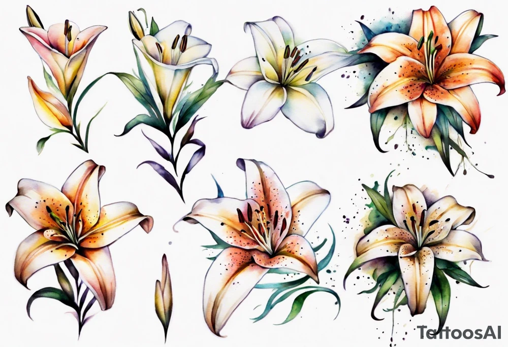 Lilies around the forearm tattoo idea