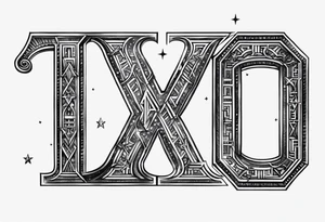 Three Roman numerals with stars ontop with the middle numeral being the tallest and the letters being boxy tattoo idea