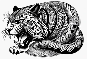 aztec black jaguar with snake tattoo idea