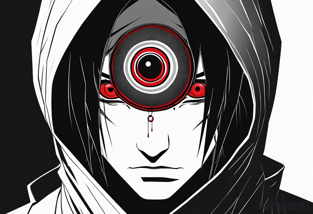 Itachi with sharingan on tricep tattoo idea