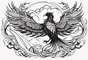 A Phoenix rising up as it's being stung by a scorpion tattoo idea