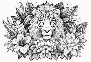 Jungle flowers animals tattoo idea