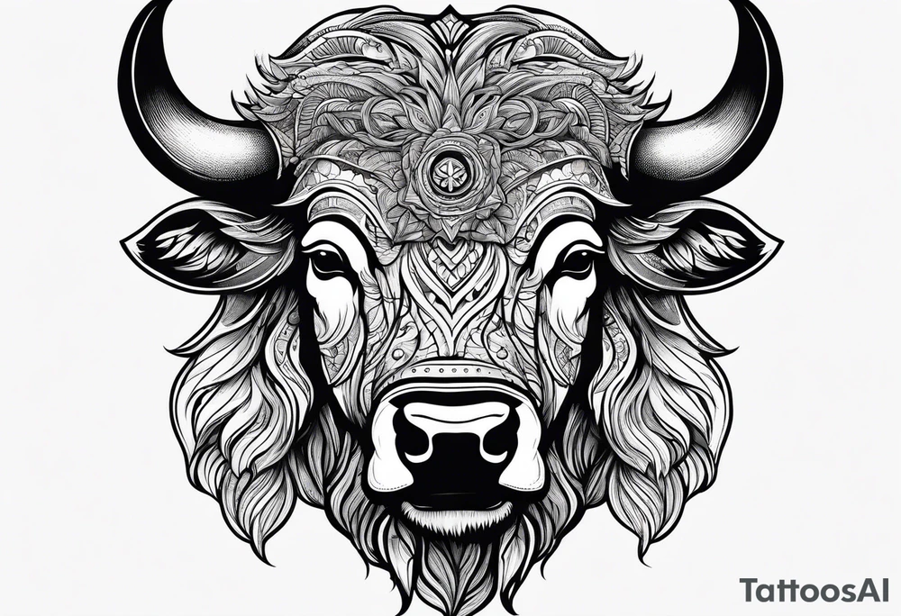 Bison head outline tattoo idea