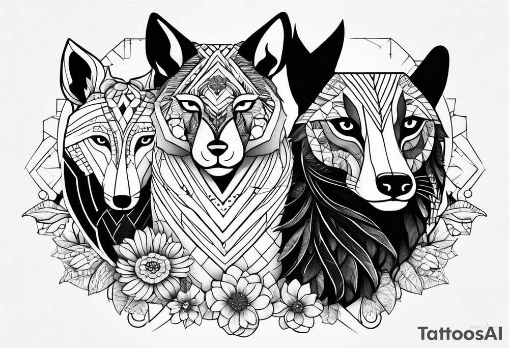 my family is composed by Pana, Marti, Lu y Oreo. Design my tattoo in one animal tattoo idea