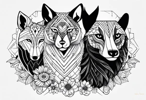 my family is composed by Pana, Marti, Lu y Oreo. Design my tattoo in one animal tattoo idea