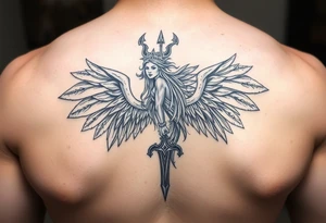 Realistic valkyrie in valhalla tattoo idea