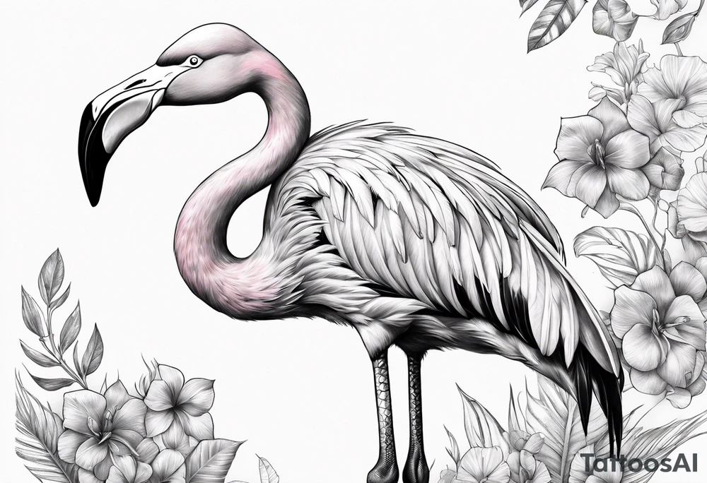 Flamingo with scorpion lower body tattoo idea