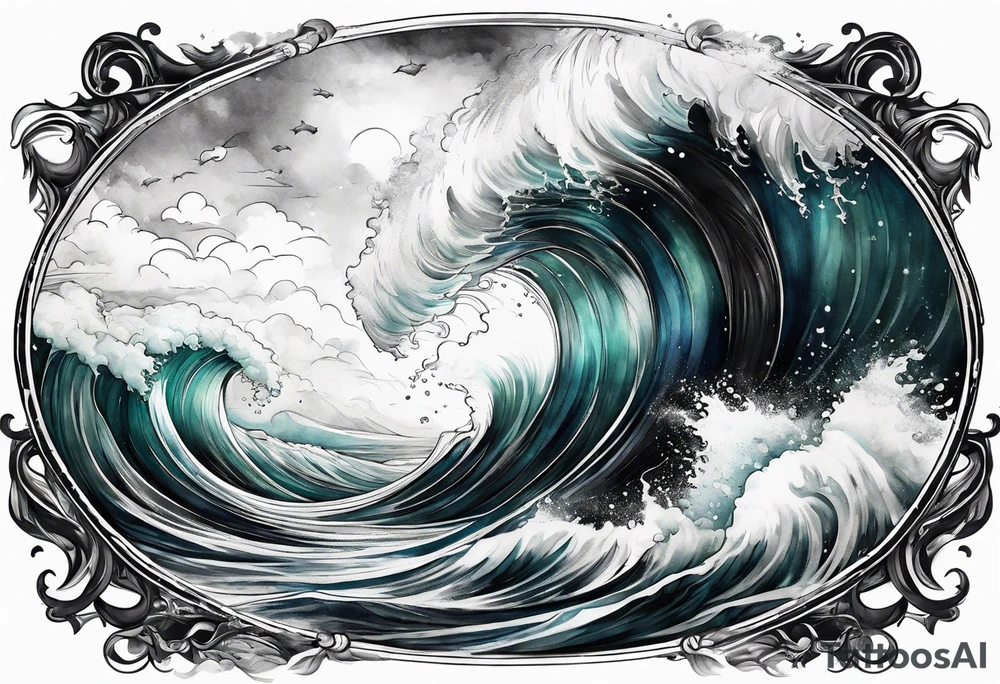 stormy sea, I am lonely and irresistible as a sea element tattoo idea