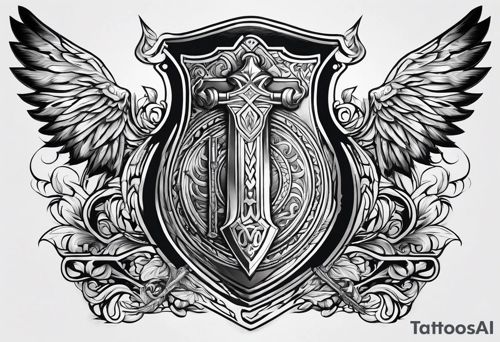 Valhalla sword shield fire axe tattoo idea