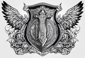 Valhalla sword shield fire axe tattoo idea
