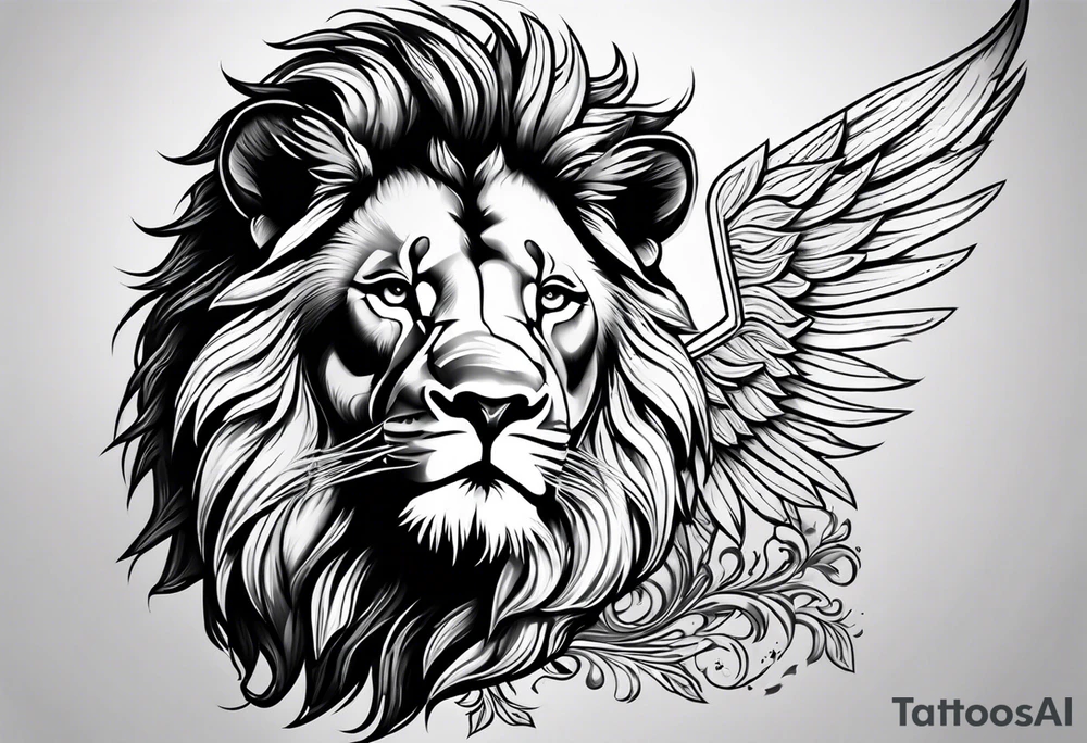 lion wearing crown tattoo idea