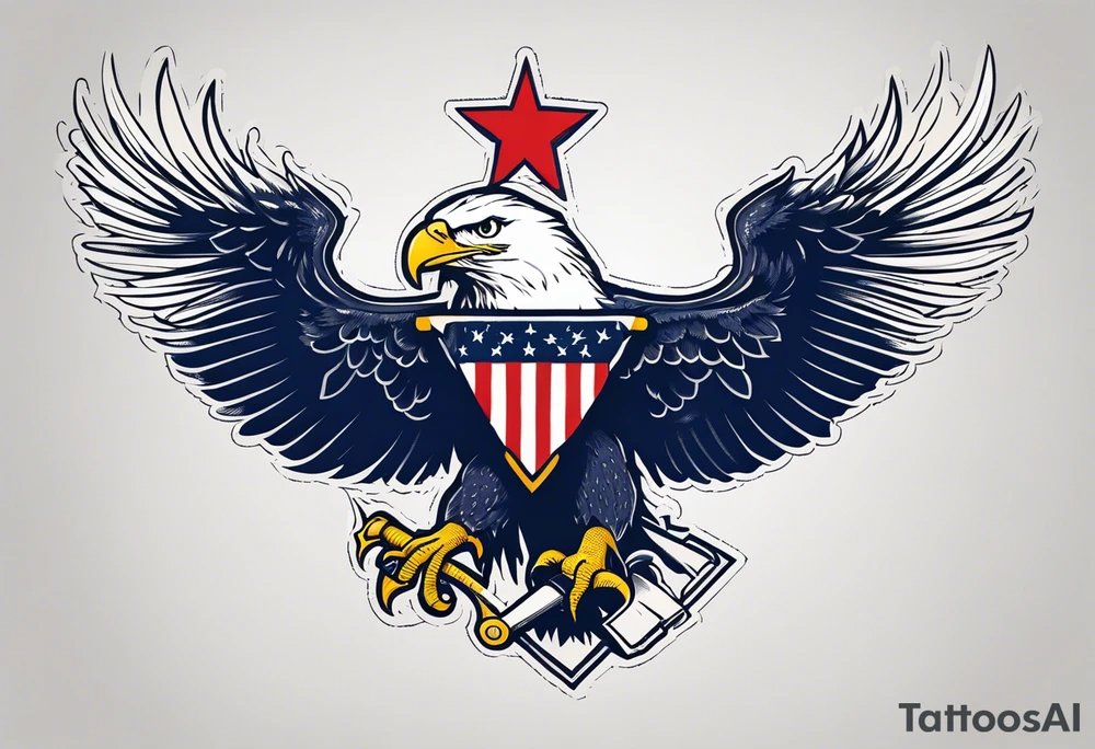 American eagle flying holding navy anchor in talons tattoo idea