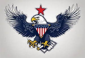 American eagle flying holding navy anchor in talons tattoo idea