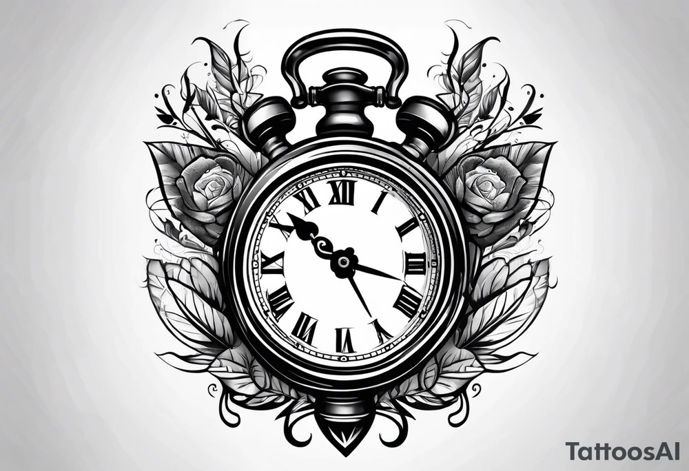Grenade and clock intertwined tattoo idea